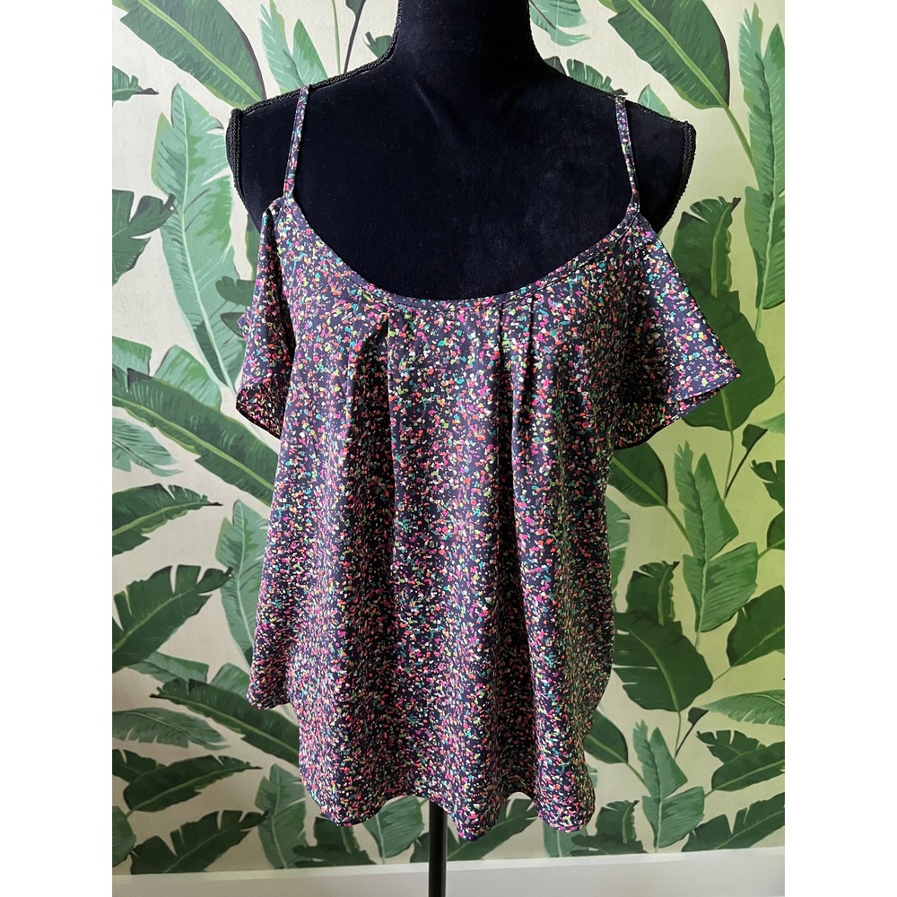 Sweet Rain Cold Shoulder Blouse Womens Size M Black Multicolor